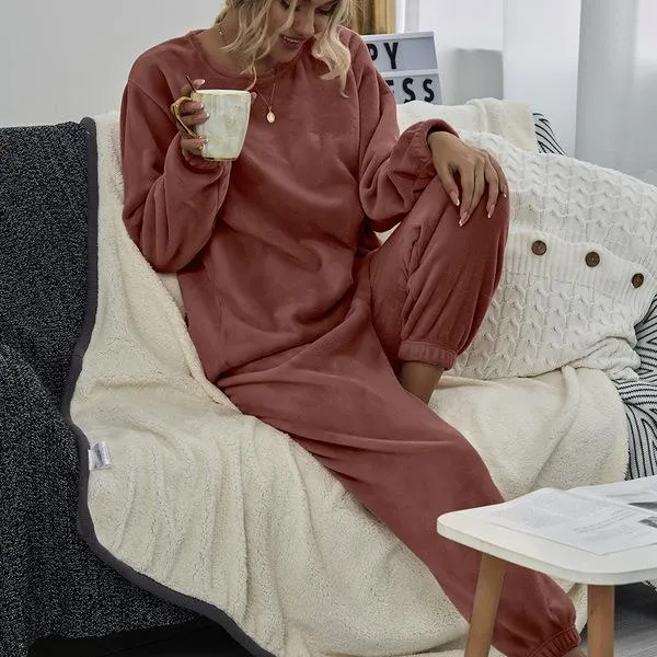 Women Winter Flannel Sleepwear Homewear Sets