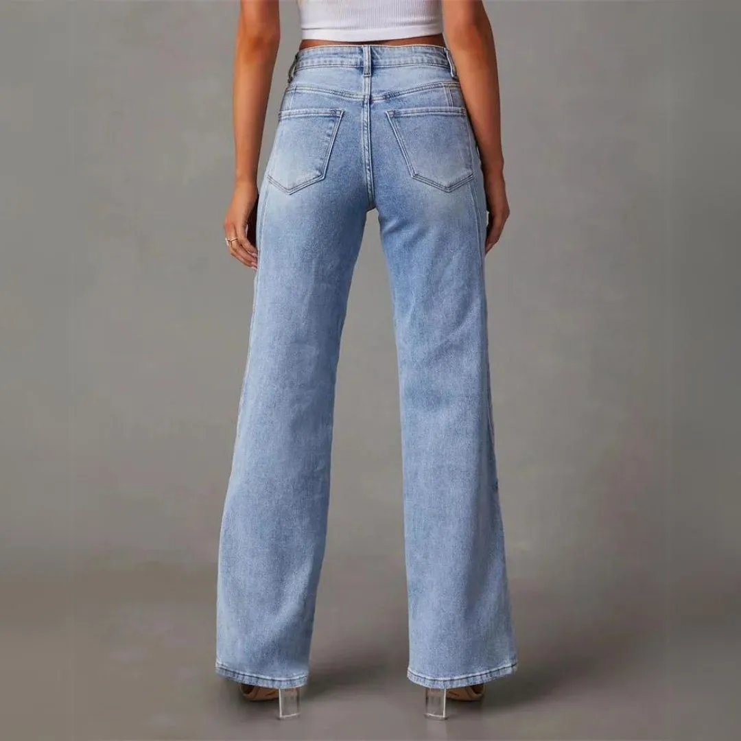 Women's Casual Fit High Waist Straight Leg Jeans | Classic