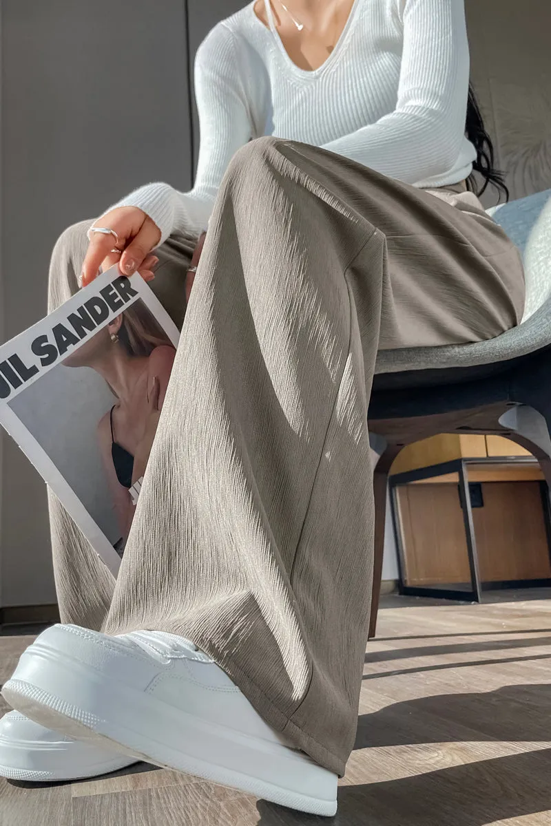 Women's Crinkled Gauze Straight Leg Pants for Effortless Style