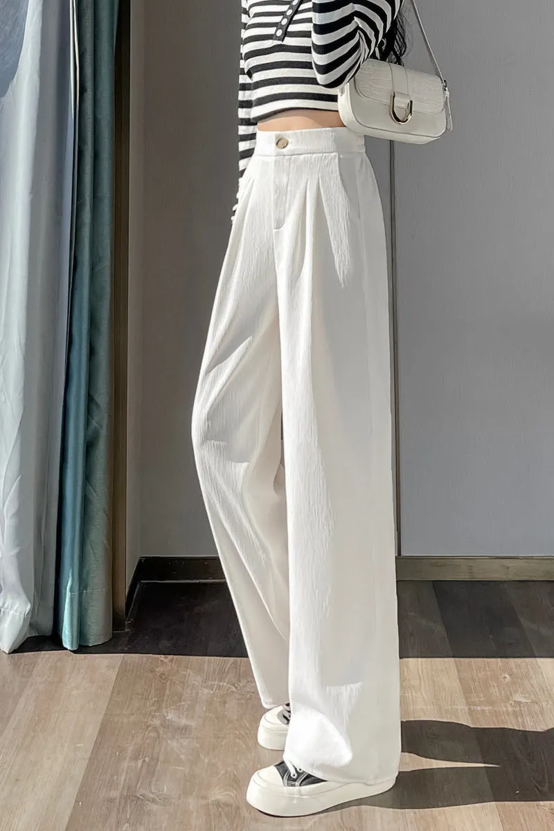 Women's Crinkled Gauze Straight Leg Pants for Effortless Style