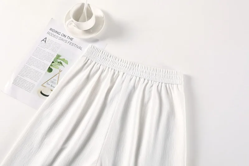 Women's Crinkled Gauze Straight Leg Pants for Effortless Style