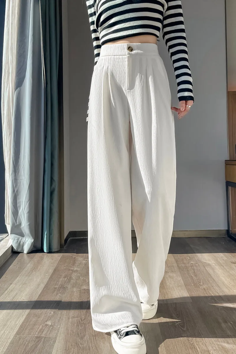 Women's Crinkled Gauze Straight Leg Pants for Effortless Style