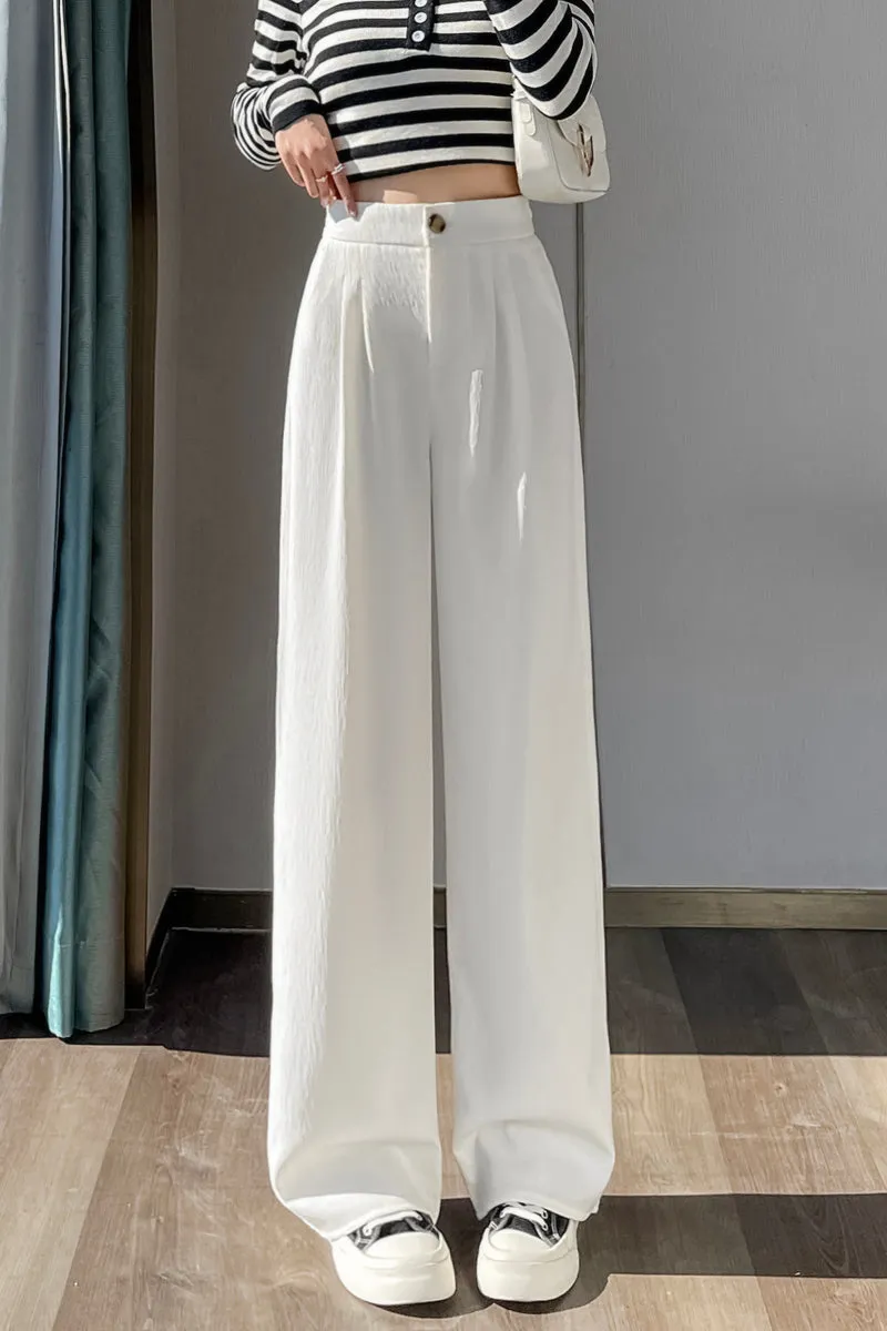 Women's Crinkled Gauze Straight Leg Pants for Effortless Style