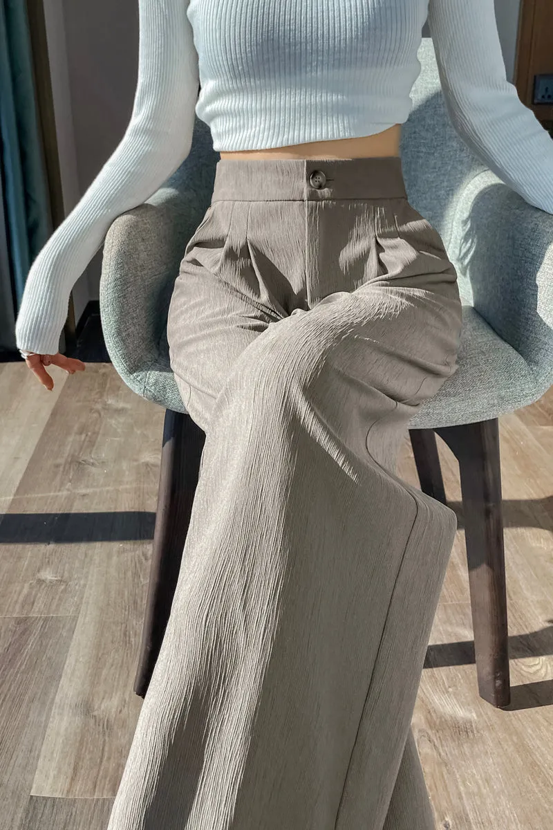 Women's Crinkled Gauze Straight Leg Pants for Effortless Style