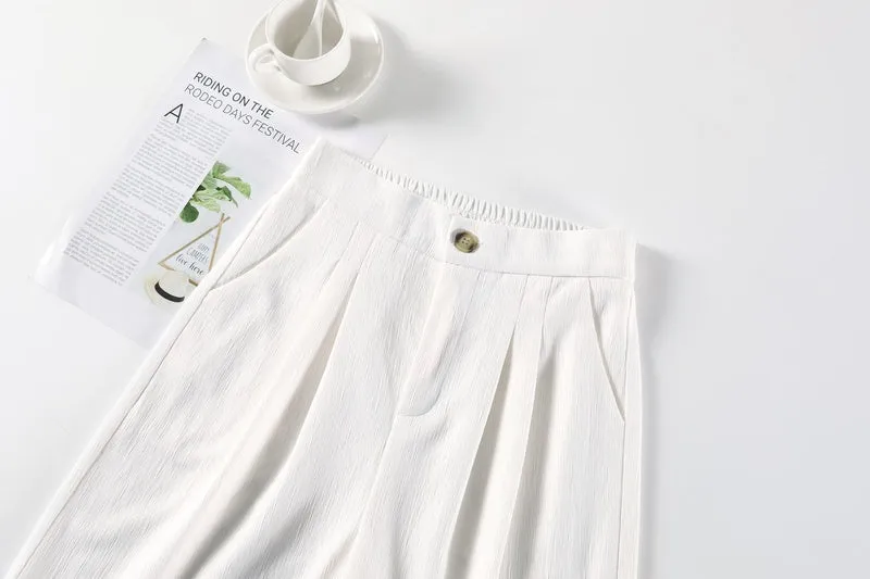 Women's Crinkled Gauze Straight Leg Pants for Effortless Style