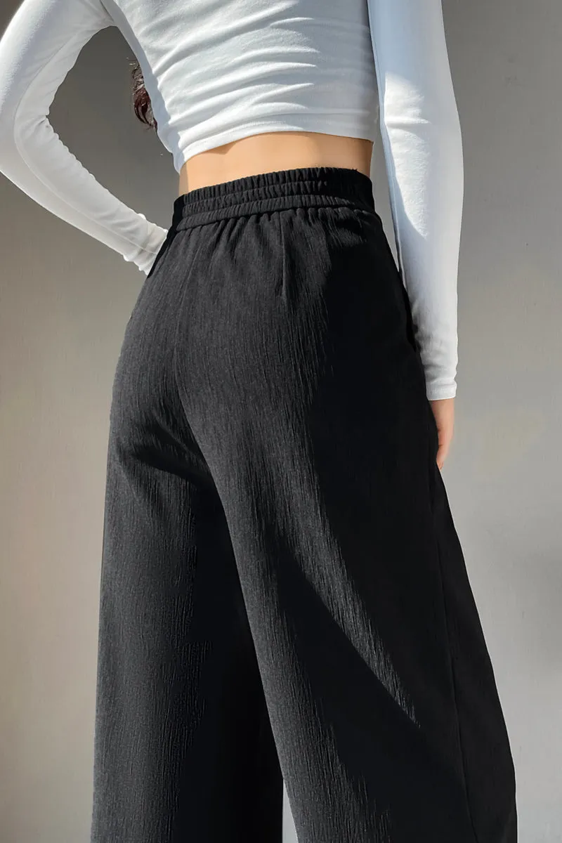Women's Crinkled Gauze Straight Leg Pants for Effortless Style