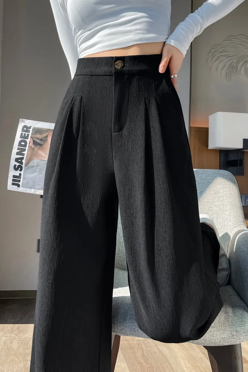 Women's Crinkled Gauze Straight Leg Pants for Effortless Style