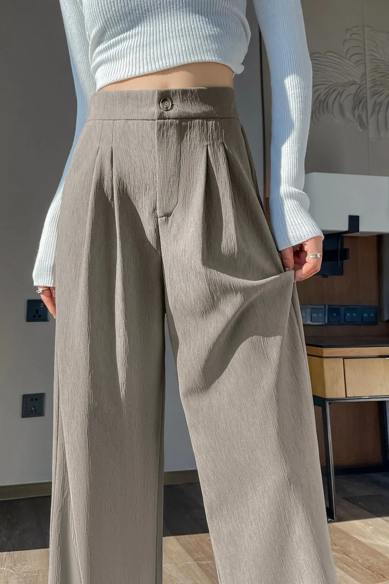 Women's Crinkled Gauze Straight Leg Pants for Effortless Style