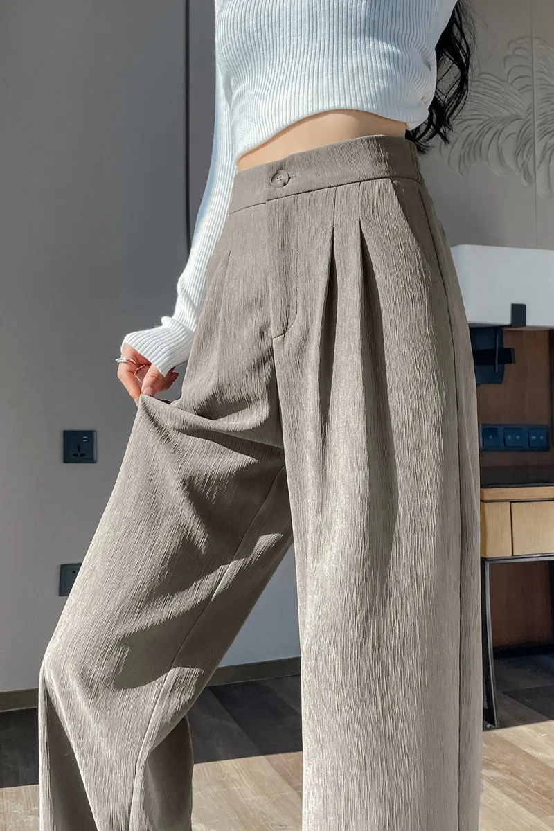 Women's Crinkled Gauze Straight Leg Pants for Effortless Style