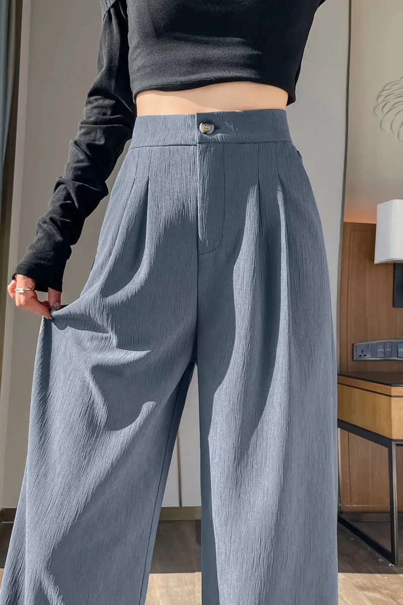 Women's Crinkled Gauze Straight Leg Pants for Effortless Style