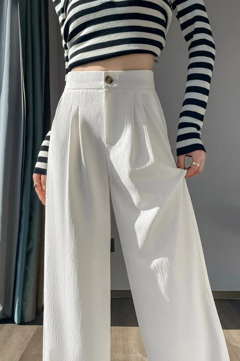 Women's Crinkled Gauze Straight Leg Pants for Effortless Style