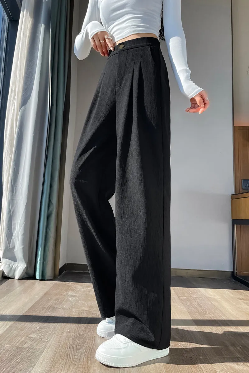 Women's Crinkled Gauze Straight Leg Pants for Effortless Style
