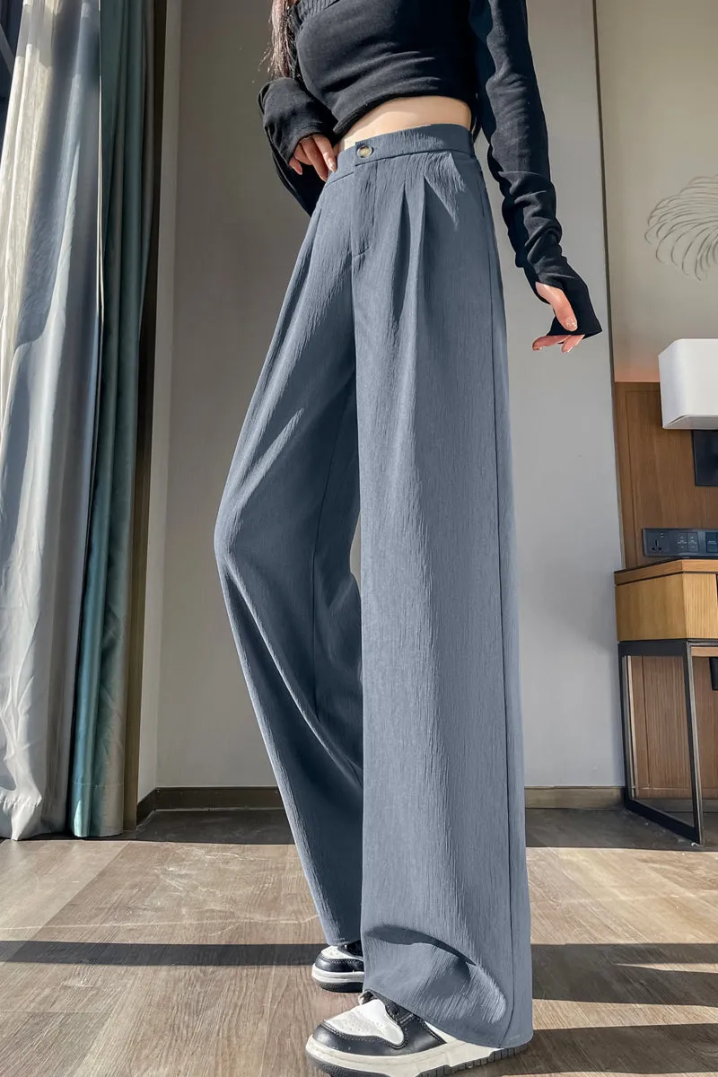 Women's Crinkled Gauze Straight Leg Pants for Effortless Style