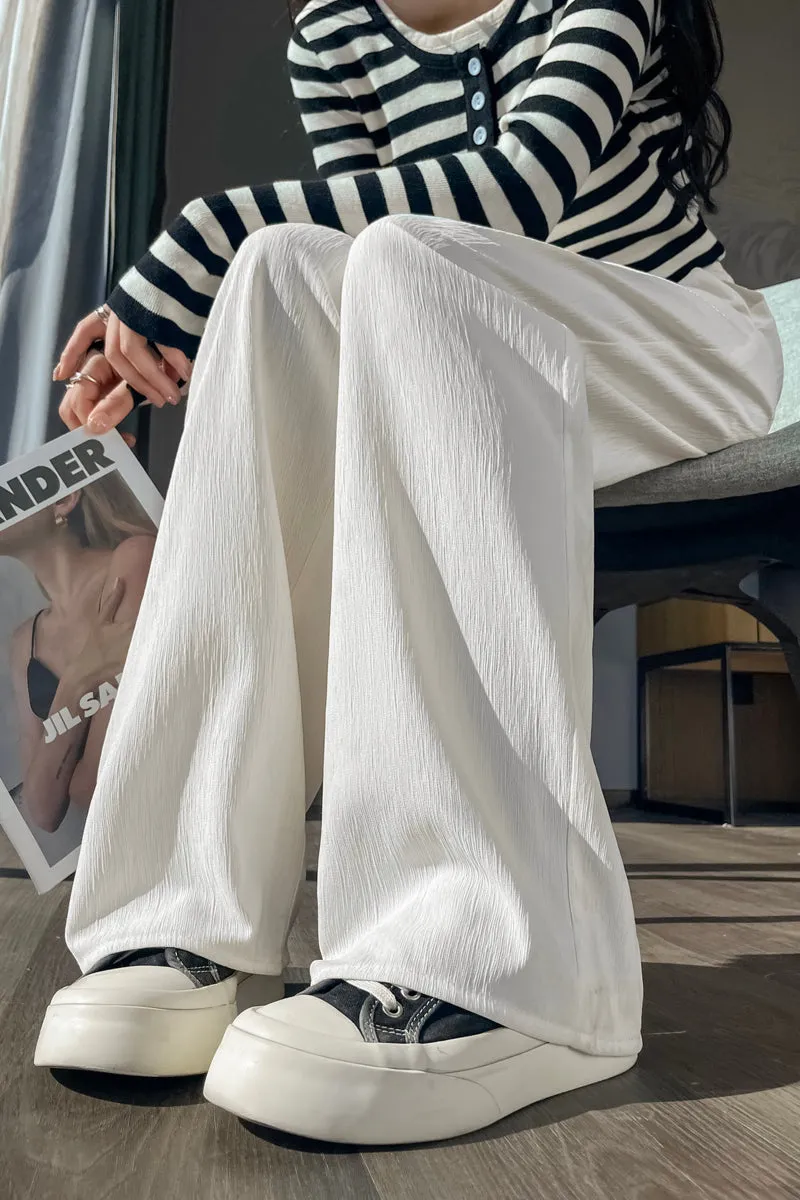 Women's Crinkled Gauze Straight Leg Pants for Effortless Style
