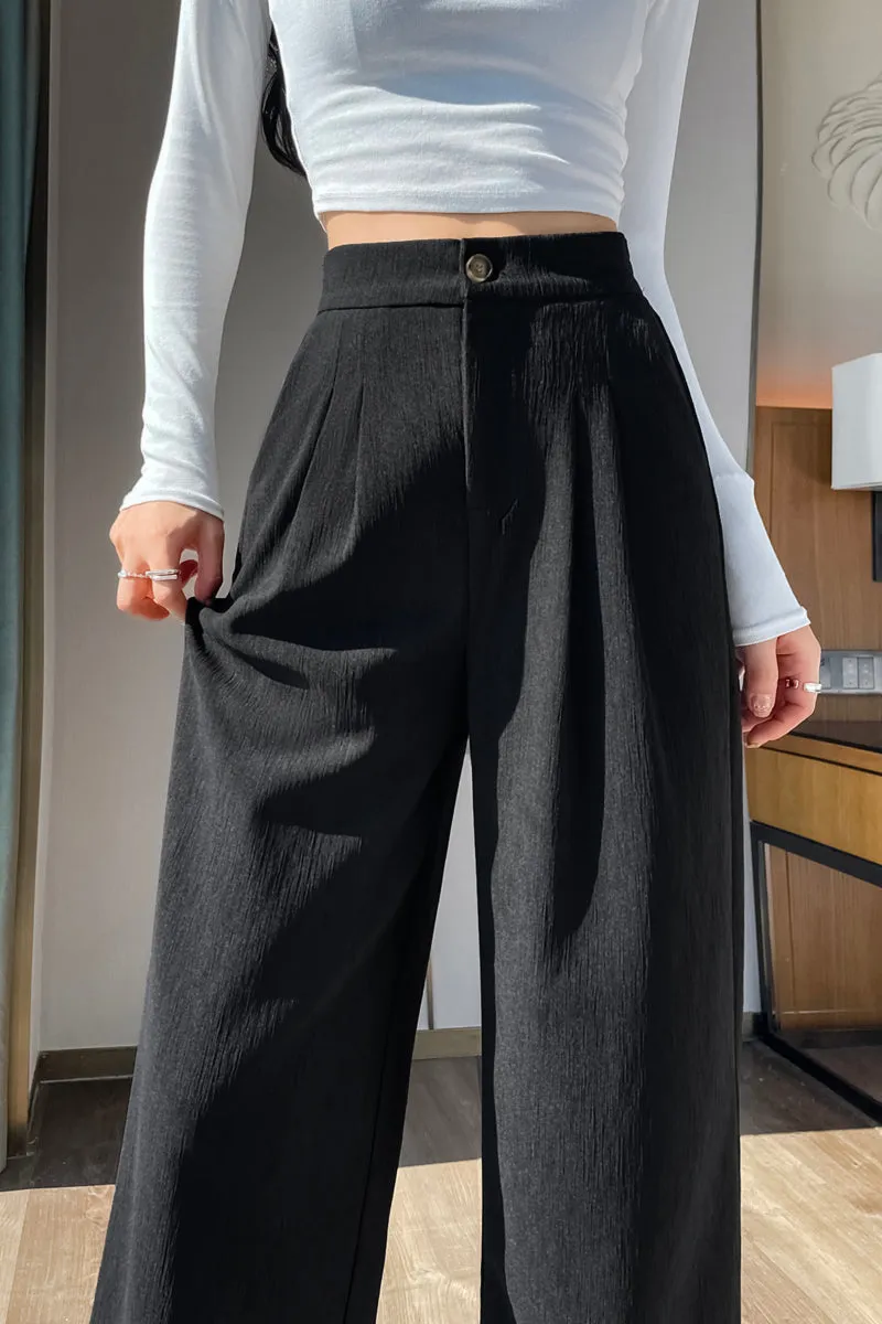 Women's Crinkled Gauze Straight Leg Pants for Effortless Style