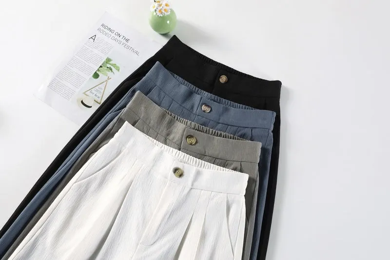 Women's Crinkled Gauze Straight Leg Pants for Effortless Style