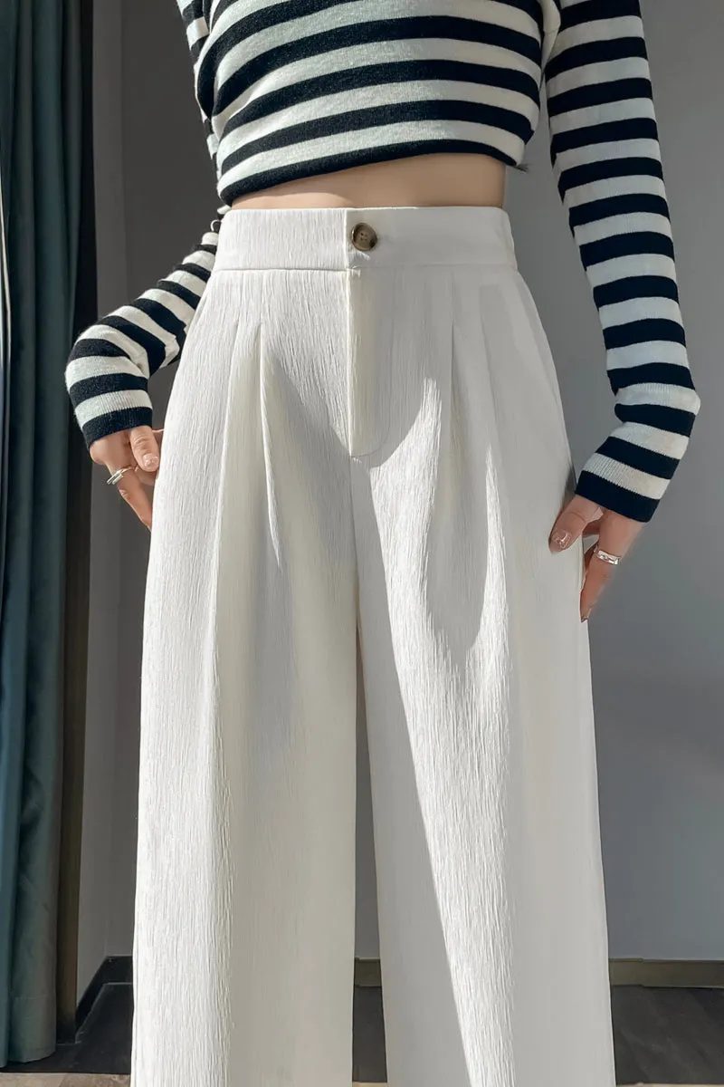 Women's Crinkled Gauze Straight Leg Pants for Effortless Style