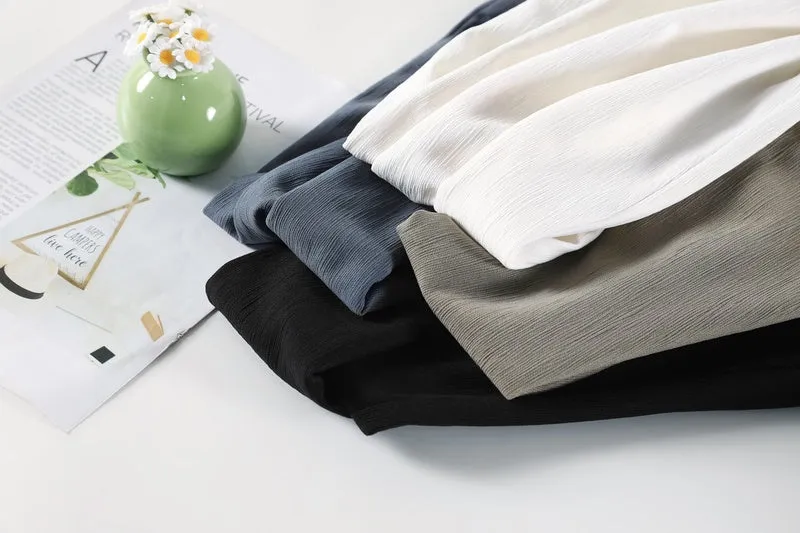 Women's Crinkled Gauze Straight Leg Pants for Effortless Style