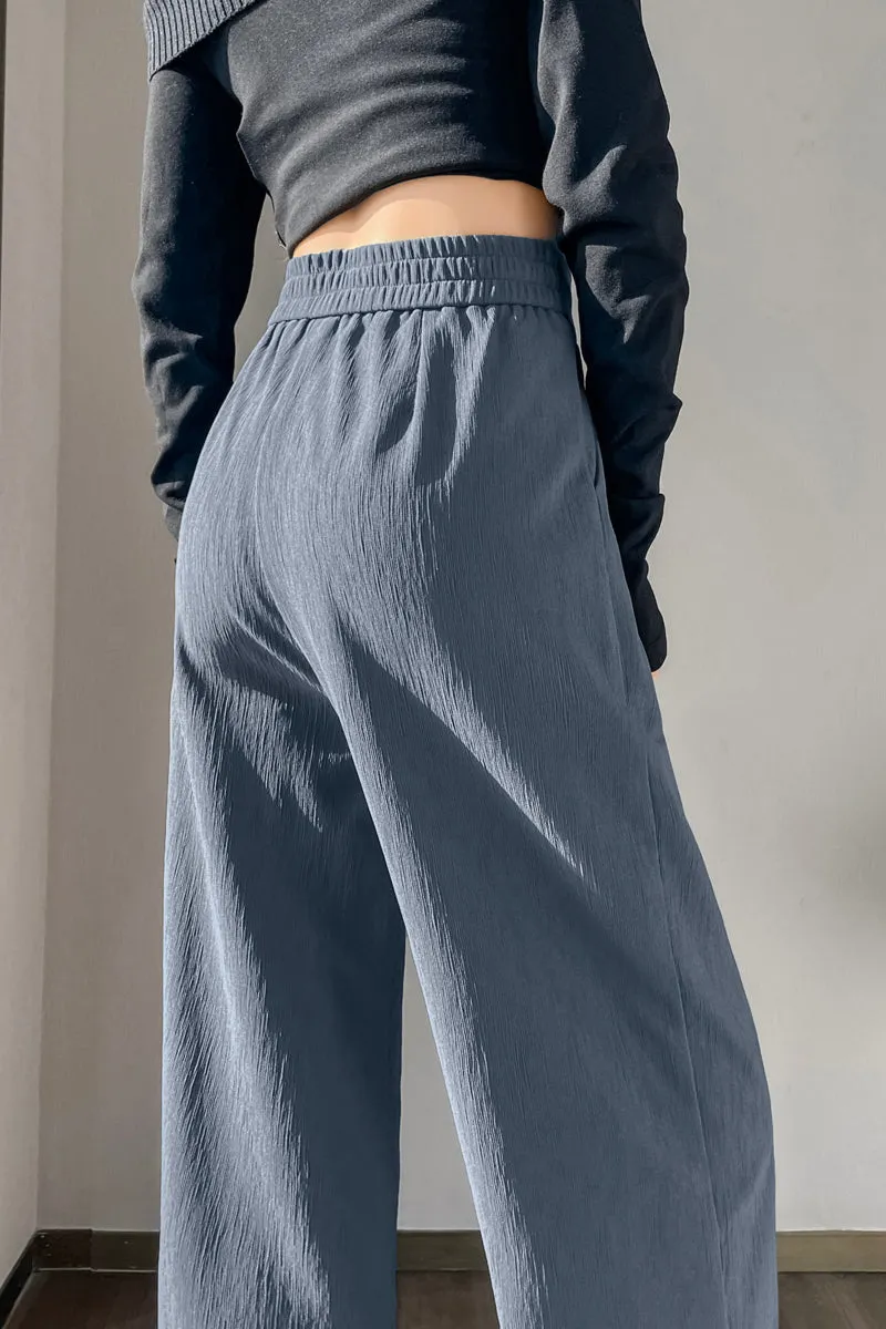 Women's Crinkled Gauze Straight Leg Pants for Effortless Style