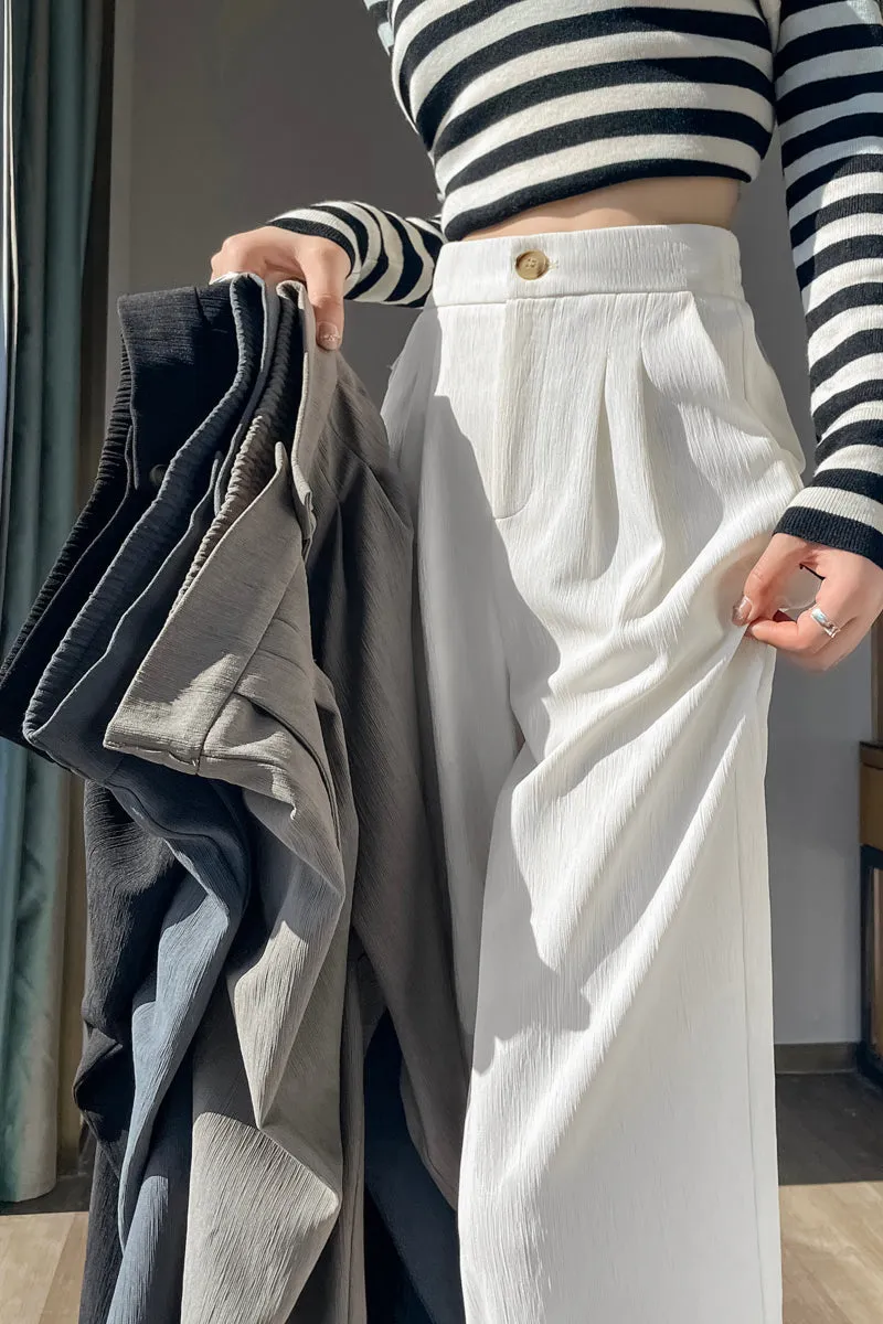 Women's Crinkled Gauze Straight Leg Pants for Effortless Style