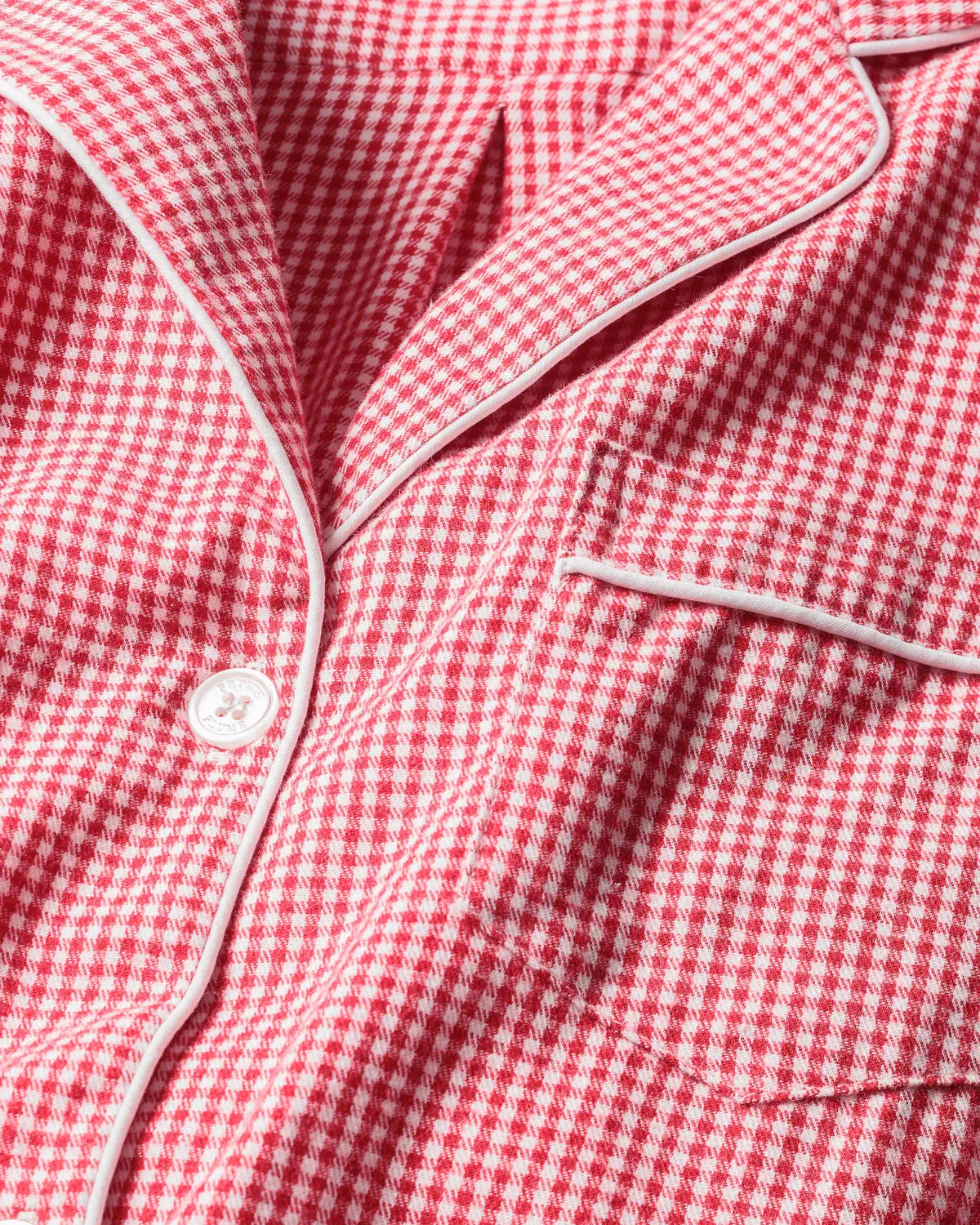 Women's Pajama Set In Red Mini Gingham - Petite Plume