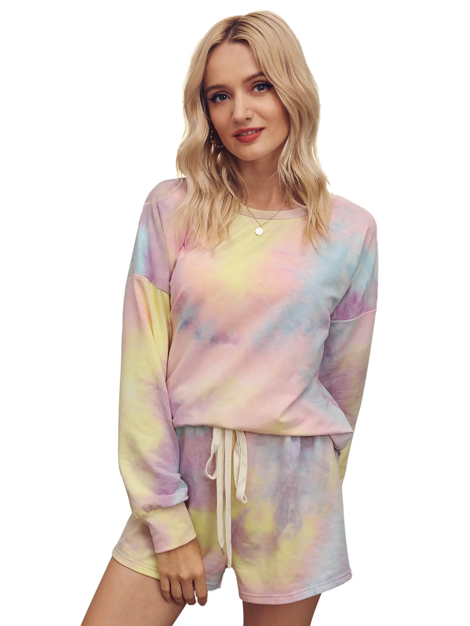 Women's Pajamas Tie Dye Print Long Sleeve PJ Sleepwear Set