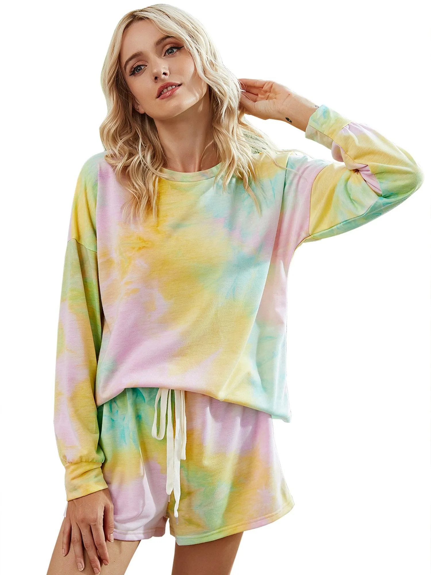 Women's Pajamas Tie Dye Print Long Sleeve PJ Sleepwear Set