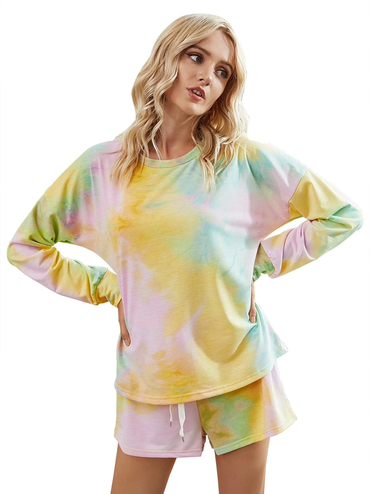 Women's Pajamas Tie Dye Print Long Sleeve PJ Sleepwear Set