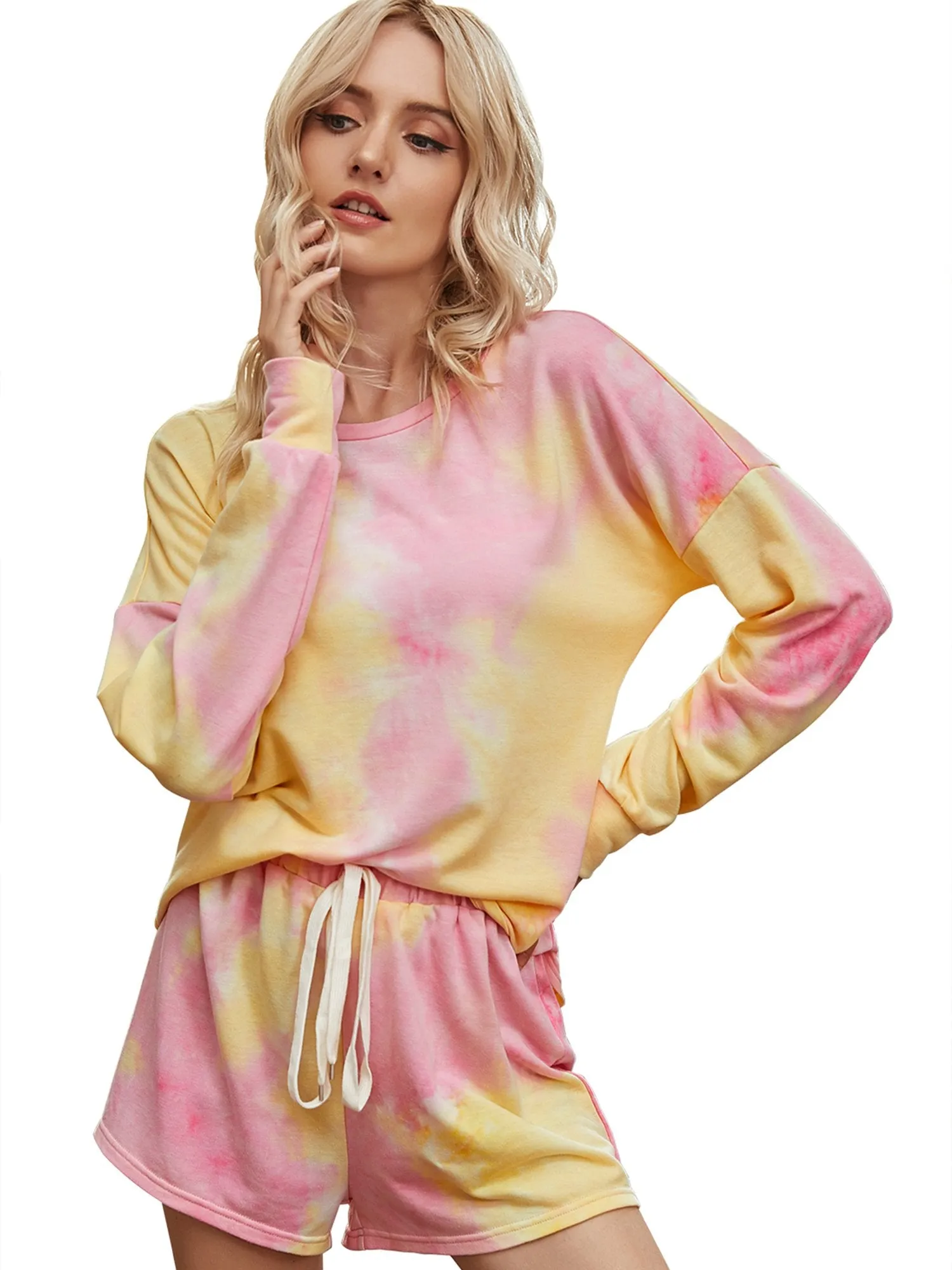 Women's Pajamas Tie Dye Print Long Sleeve PJ Sleepwear Set