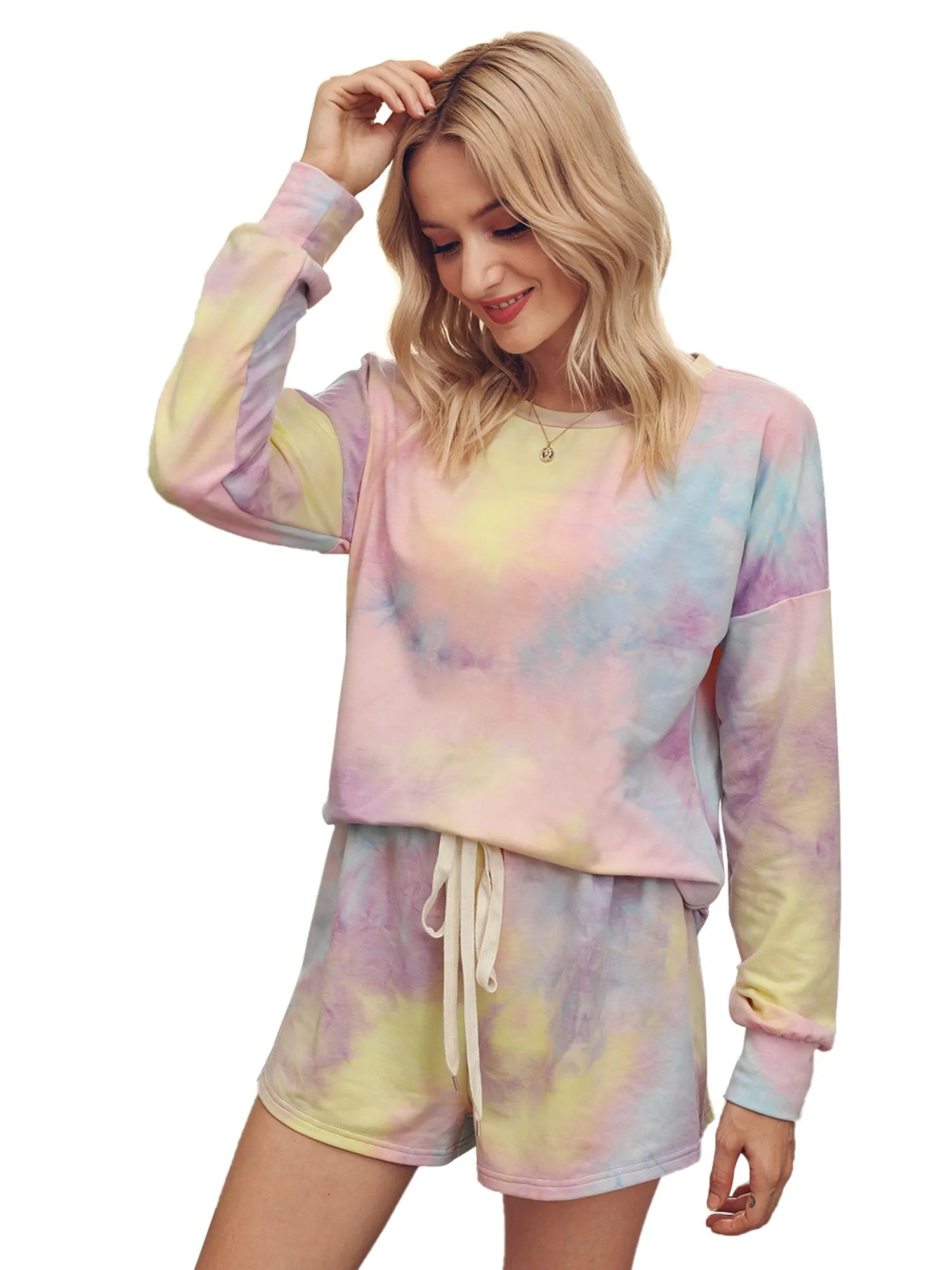 Women's Pajamas Tie Dye Print Long Sleeve PJ Sleepwear Set