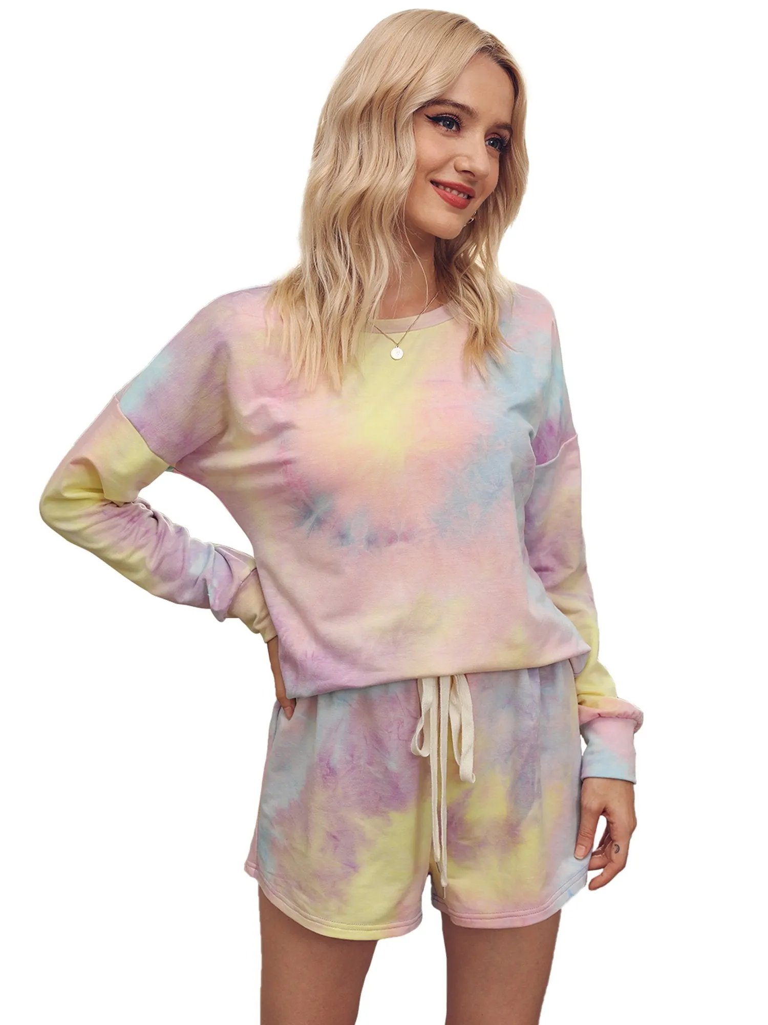 Women's Pajamas Tie Dye Print Long Sleeve PJ Sleepwear Set