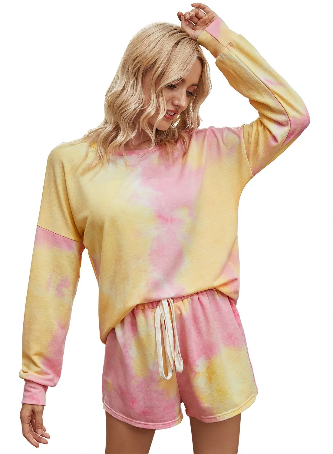 Women's Pajamas Tie Dye Print Long Sleeve PJ Sleepwear Set