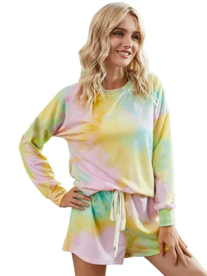 Women's Pajamas Tie Dye Print Long Sleeve PJ Sleepwear Set