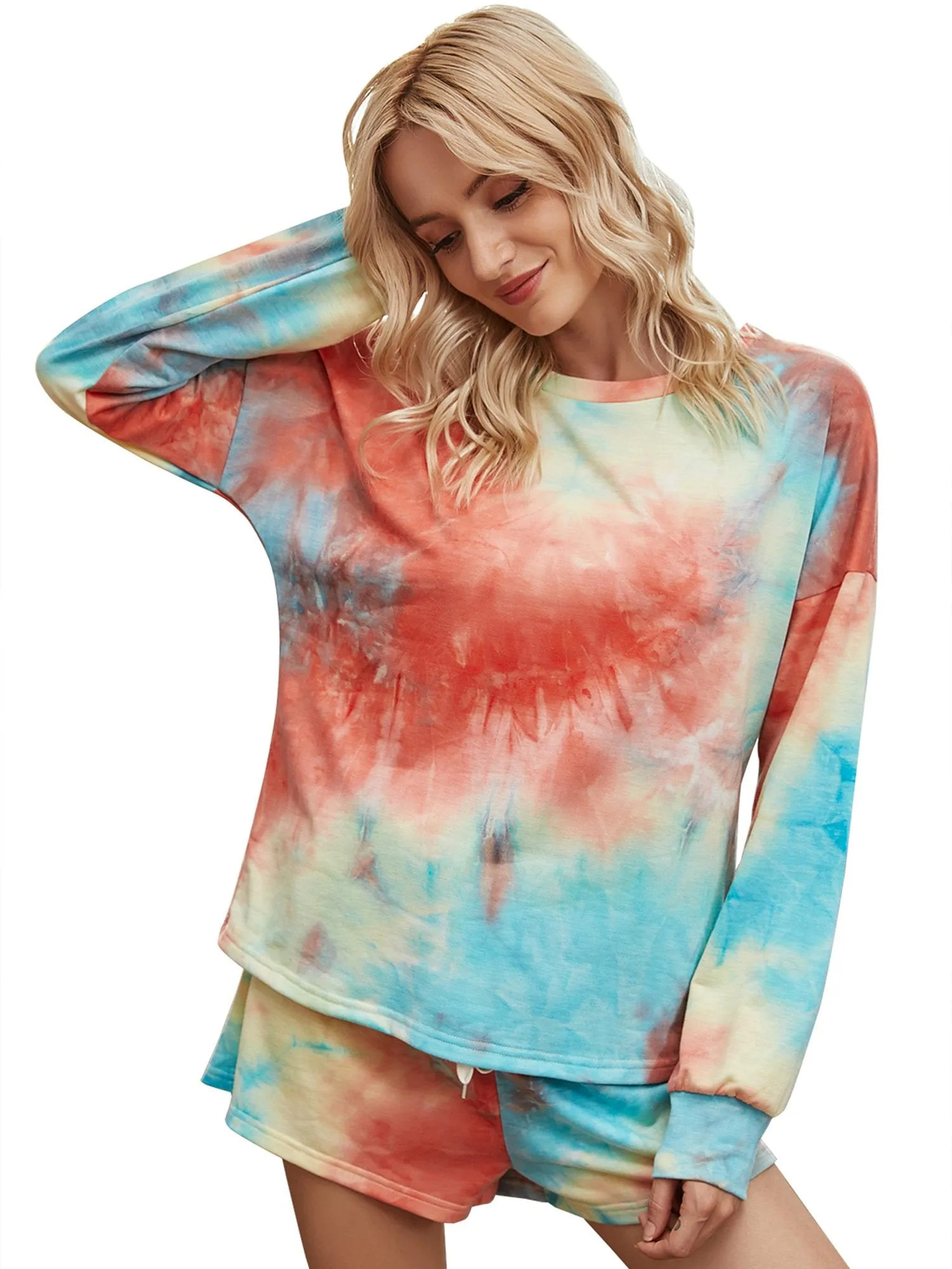 Women's Pajamas Tie Dye Print Long Sleeve PJ Sleepwear Set