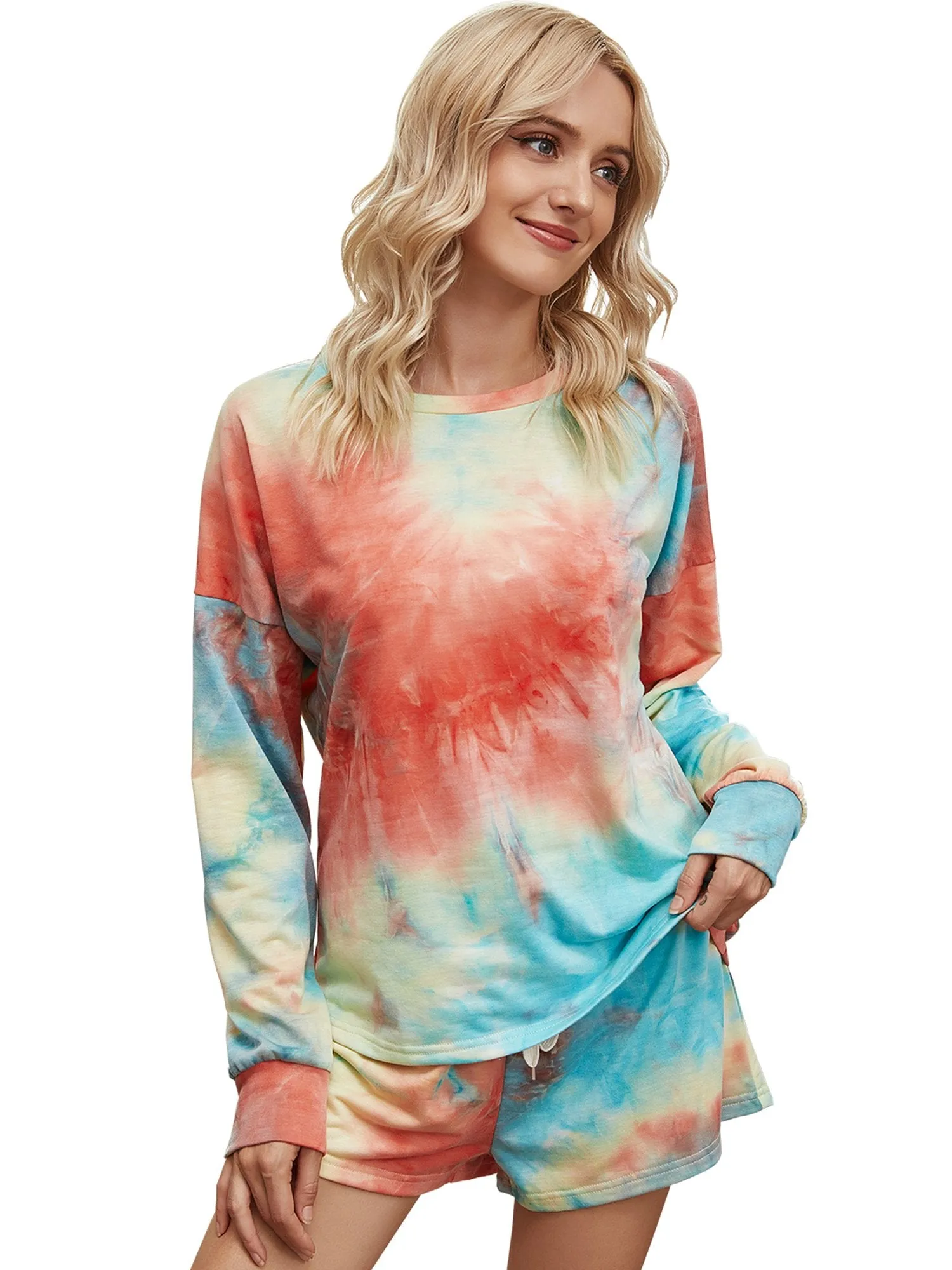 Women's Pajamas Tie Dye Print Long Sleeve PJ Sleepwear Set