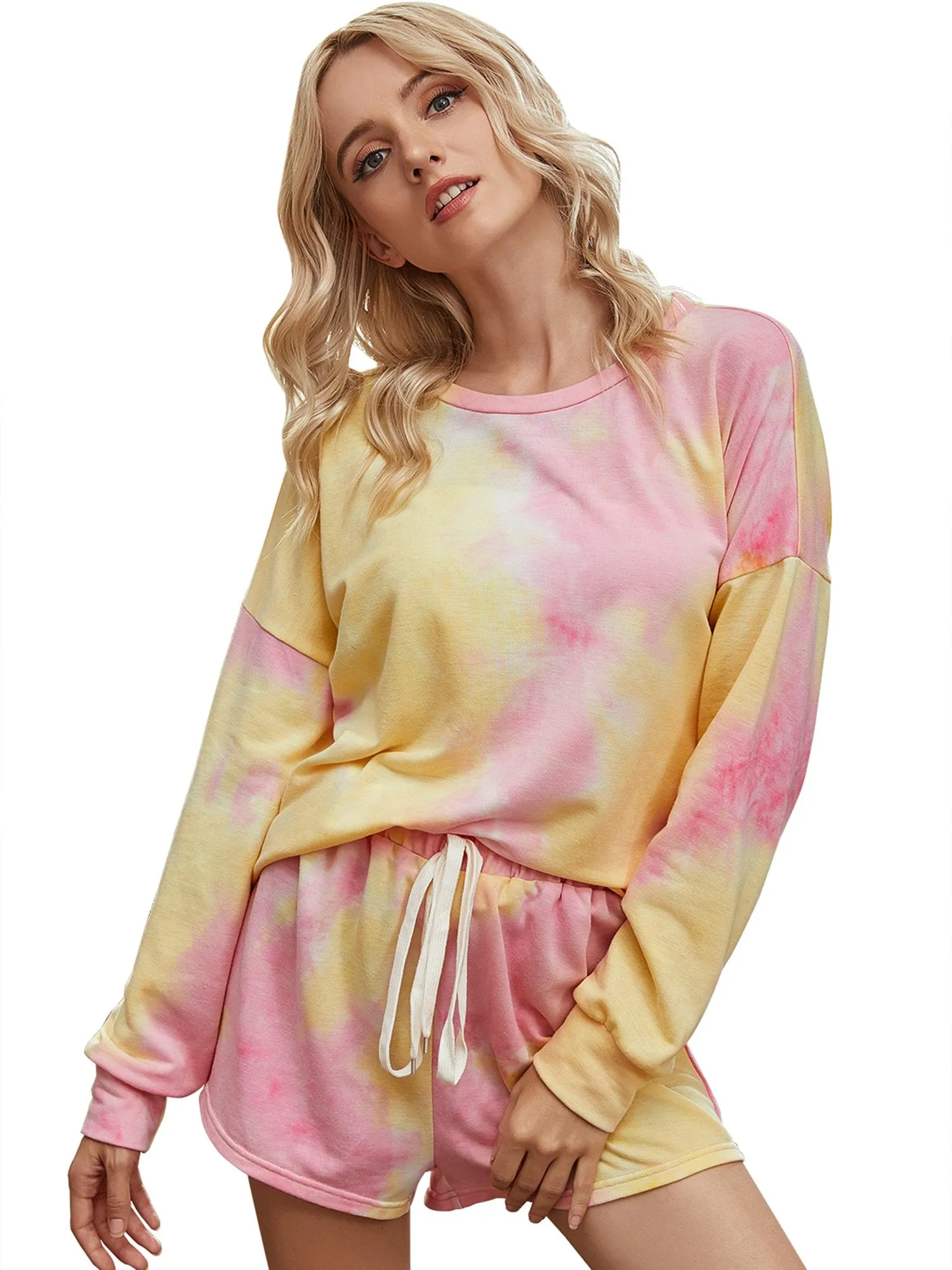 Women's Pajamas Tie Dye Print Long Sleeve PJ Sleepwear Set