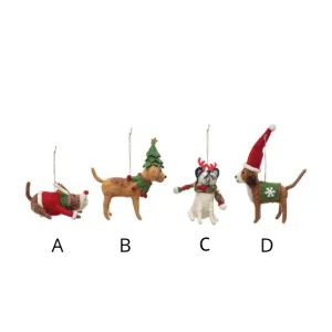 Wool Felt Holiday Dog Ornament (4 styles)
