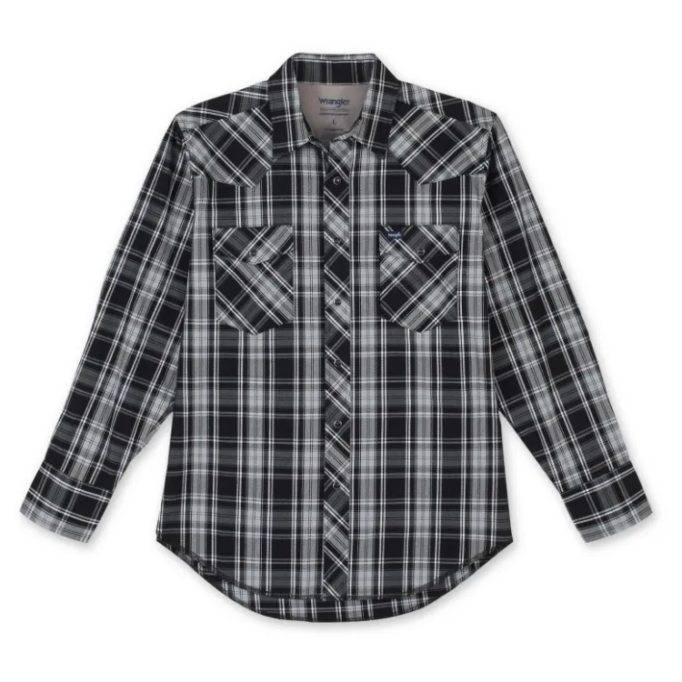 Wrangler Men's Western Workshirt - Black Plaid
