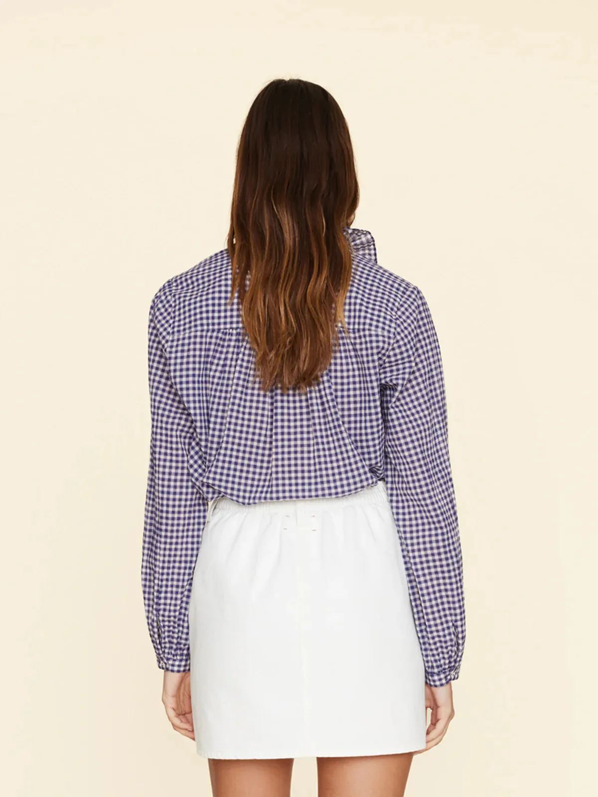 XIRENA- Caspia Top Stone Blue Plaid
