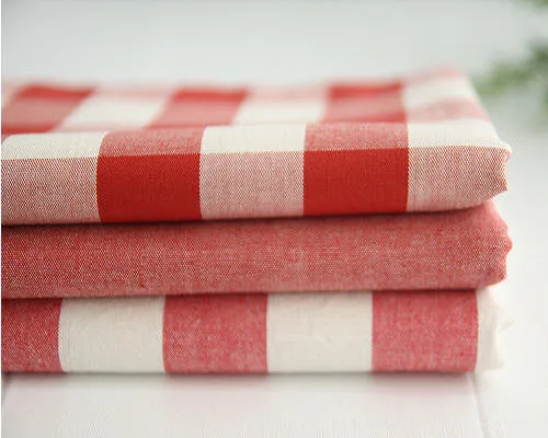 Yarn Dyed Cotton Fabric Vintage Red - Plaid, Stripe or Solid - By the Yard /28437