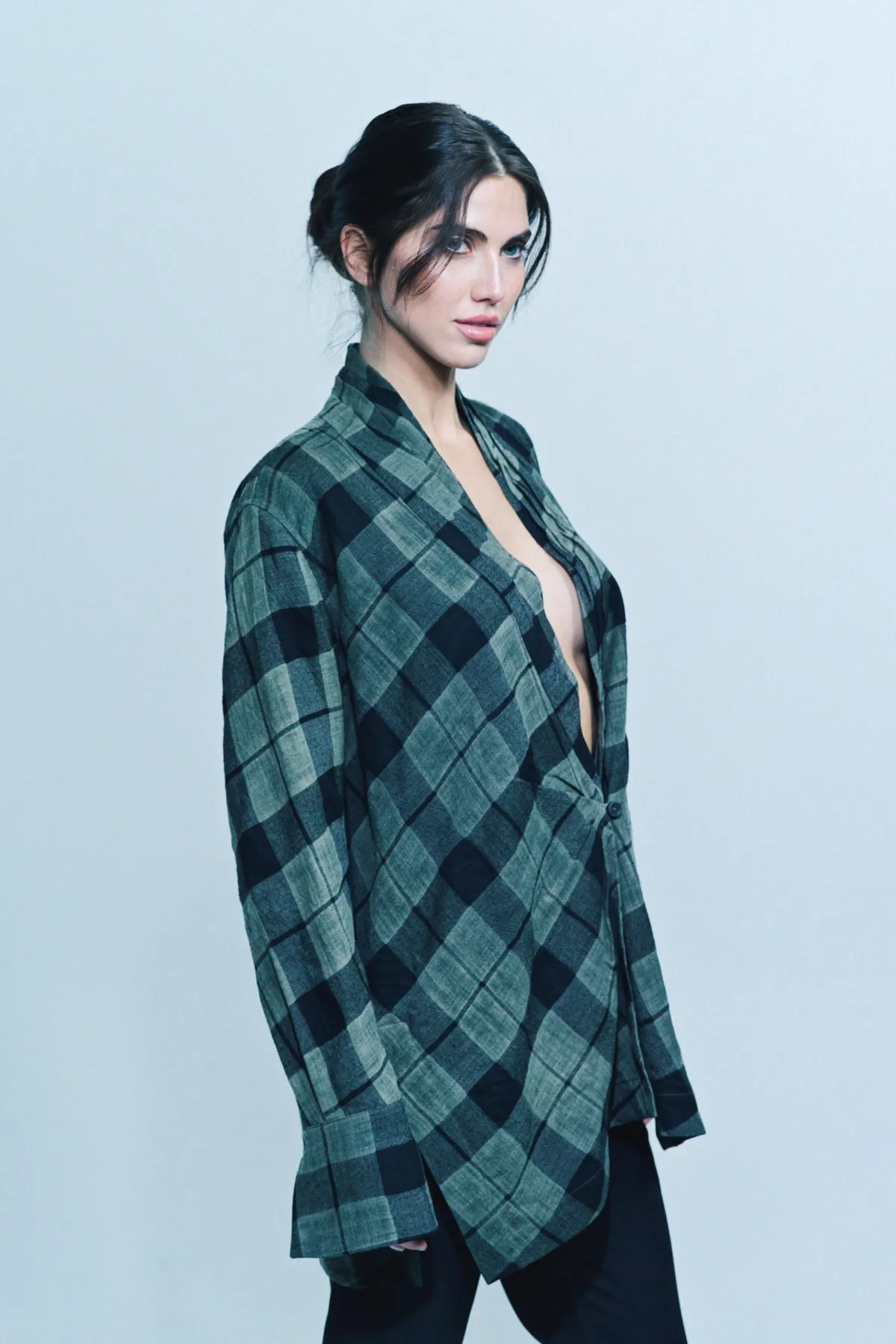 ZIGGY CHEN | PLAID SHORT ROBE SHIRT
