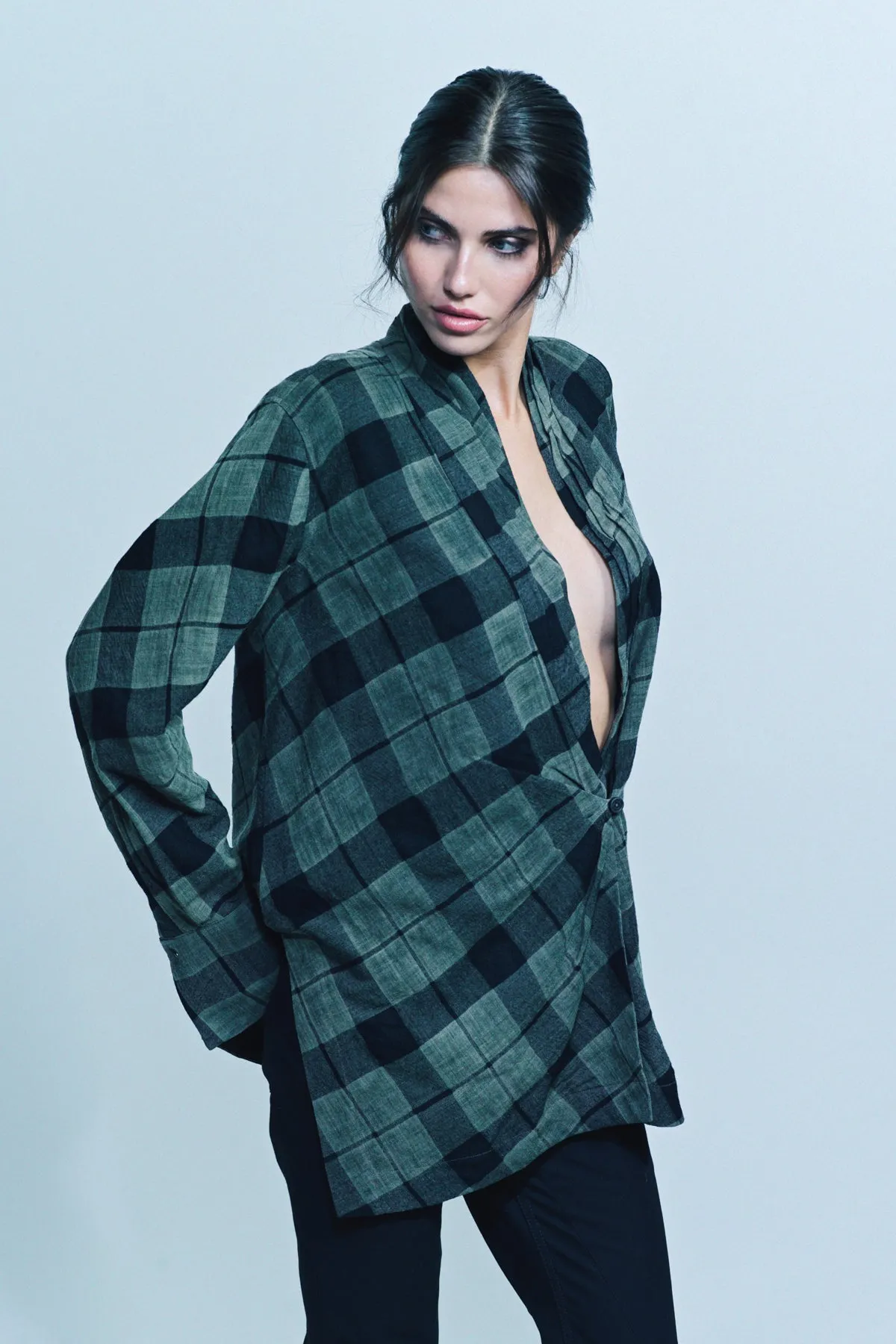 ZIGGY CHEN | PLAID SHORT ROBE SHIRT