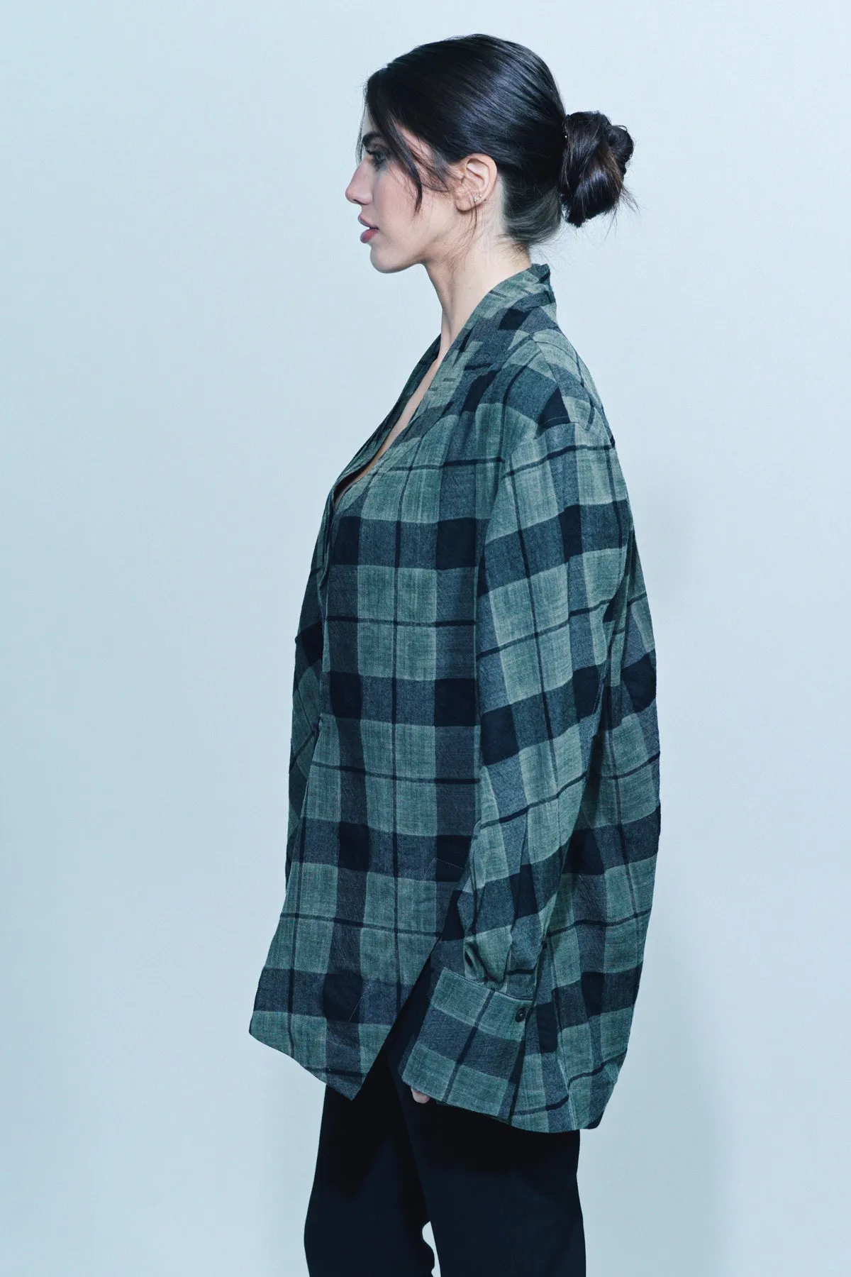 ZIGGY CHEN | PLAID SHORT ROBE SHIRT
