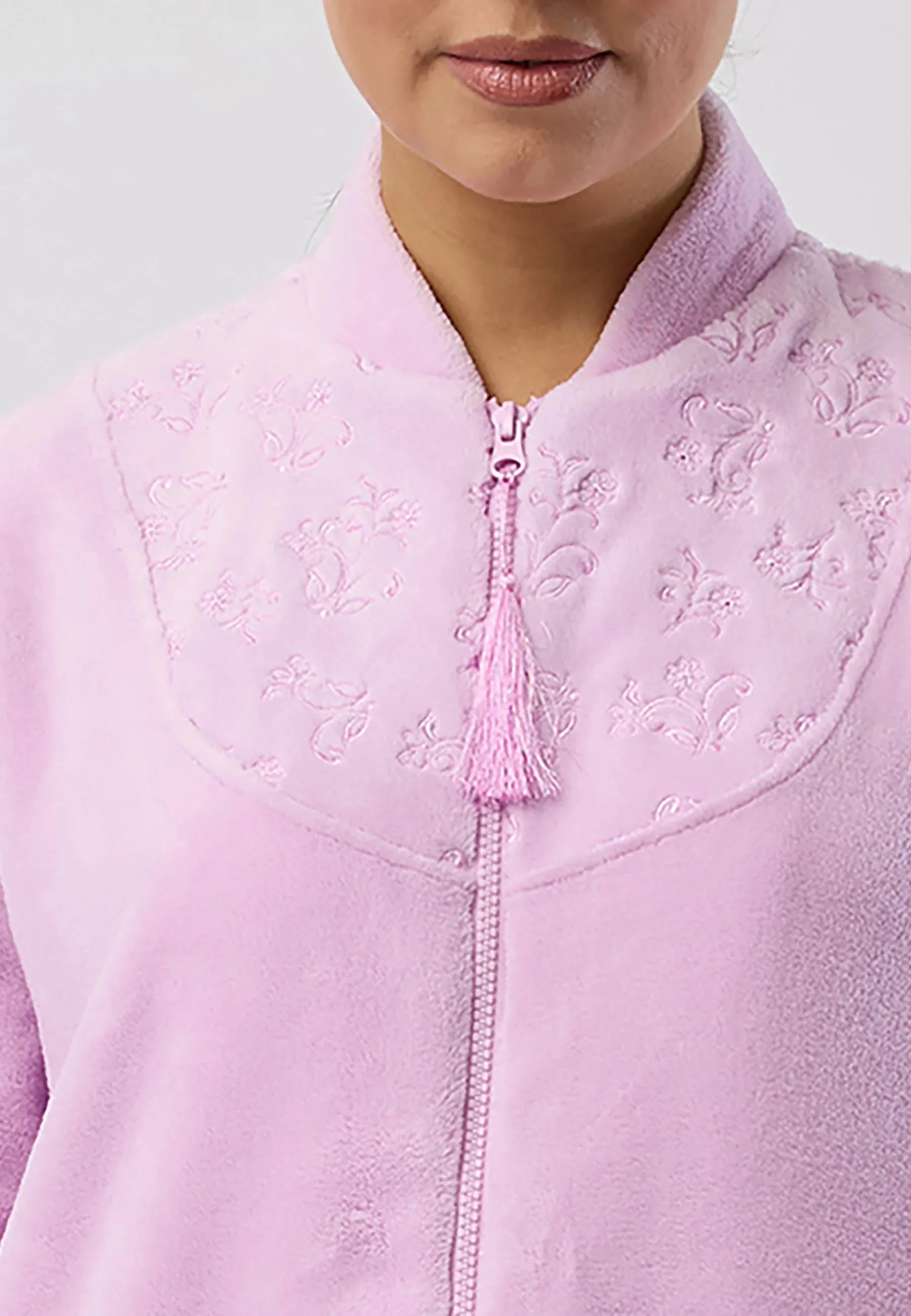 ZIP EMBROIDERED GOWN LILAC
